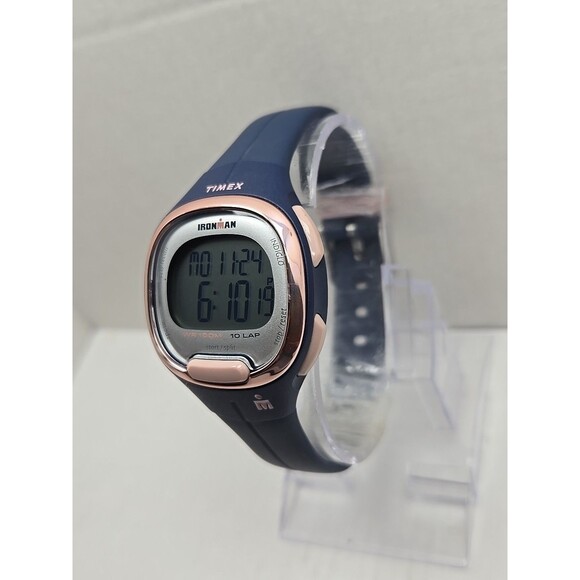 Timex Ironman Transit Womens Digital Watch Blue Rose Gold 100M Water New Battery - Picture 2 of 11